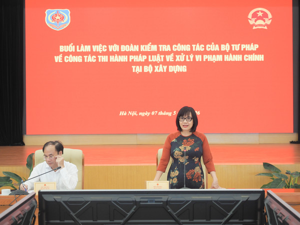 Kiểm tra về công tác thi hành pháp luật về xử lý vi phạm hành chính tại Bộ Xây dựng