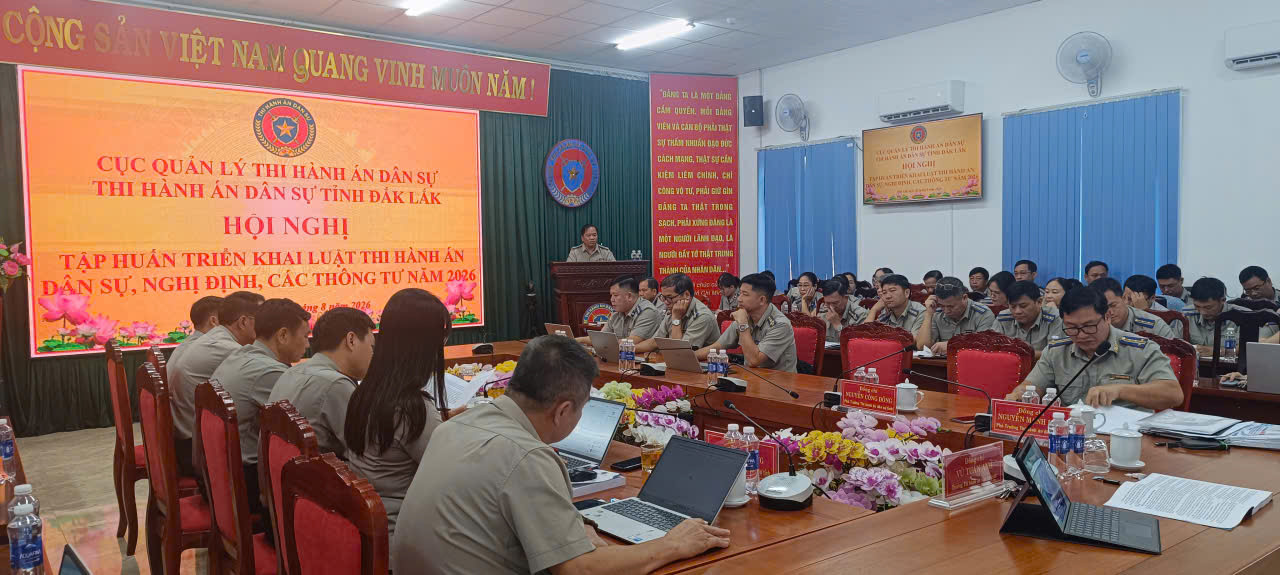 Ảnh đại diện Thi hành án dân sự tỉnh Đắk Lắk tổ chức Hội nghị tập huấn triển khai Luật Thi hành án dân sự, Nghị định và các Thông tư năm 2026